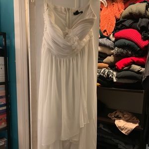 White Strapless High Low Prom Dress